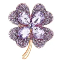 Cubic Zirconia Clover Brooch Pin