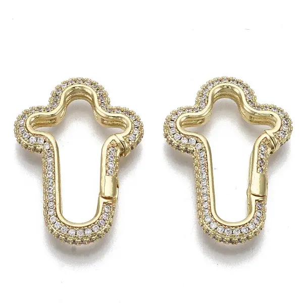 Brass Micro Pave Cubic Zirconia Spring Gate Rings