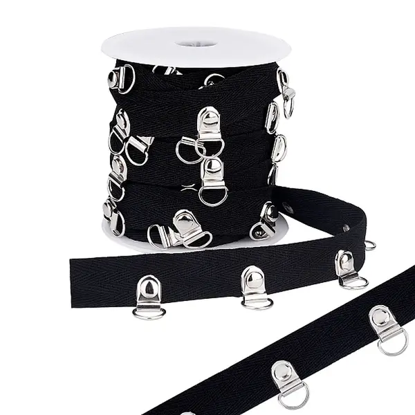 Black Cotton Grommet Trim with Iron Findings