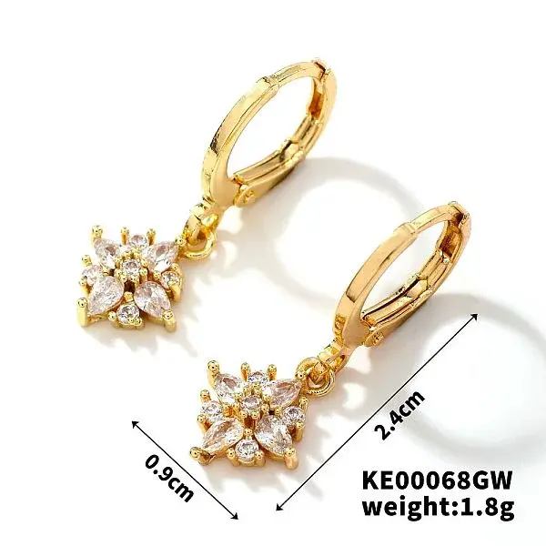 Fashionable Copper Inlaid Zircon Hoop Earrings