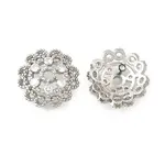 Flower Brass Micro Pave Clear Cubic Zirconia Bead Caps