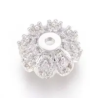 Multi-Petal Brass Micro Pave Cubic Zirconia Bead Caps