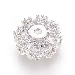 Multi-Petal Brass Micro Pave Cubic Zirconia Bead Caps