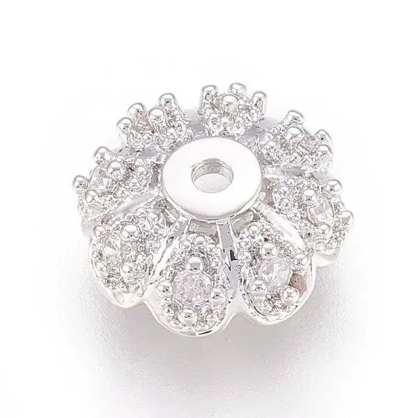 Multi-Petal Brass Micro Pave Cubic Zirconia Bead Caps