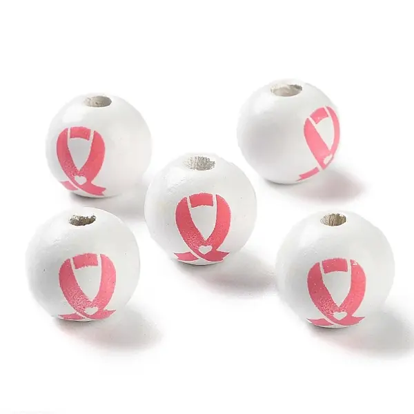 Printed Wood European Beads