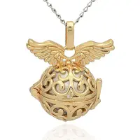 Golden Tone Brass Hollow Round Cage Pendants