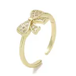 Brass Micro Pave Cubic Zirconia Open Cuff Ring