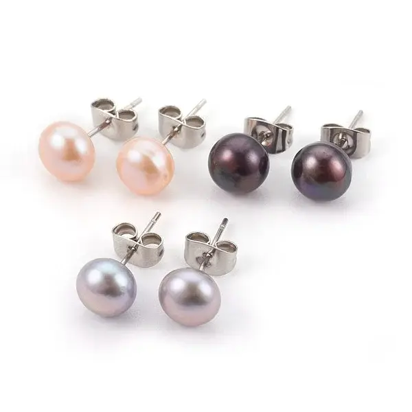 Natural Pearl Beads Ear Studs