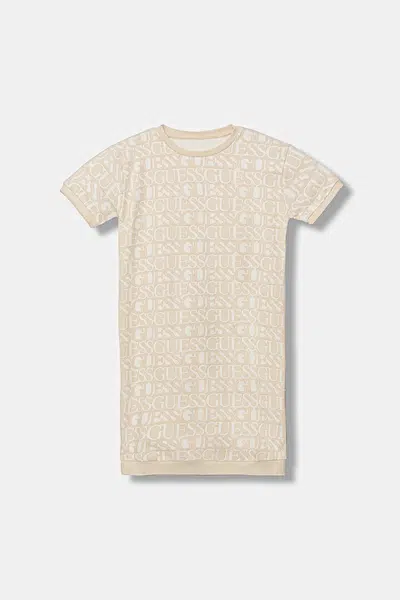 Dětské bavlněné šaty Guess béžová barva, mini, J5YK07 KAD74