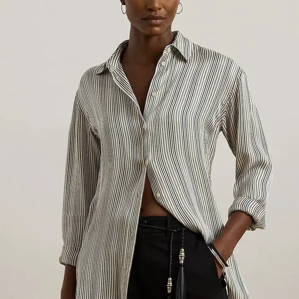 Košile Lauren Ralph Lauren dámská, béžová barva, regular, s klasickým límcem, 200970812