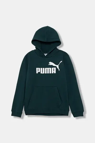 Dětská mikina Puma ESS No. 1 Logo Hoodie FL B zelená barva, s kapucí, s potiskem, 684908