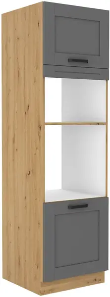 Vysoká skříňka pro vestavnou a mikrovlnou troubu Luna 60 DPM-210 2F Barva korpusu: Dub artisan, Barva dvířek: Dust Grey