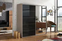 Šatní skříň Ska A11 XL Barva korpusu: Dub - sonoma, Rozměry: 175 cm, Dveře: Černý lesk