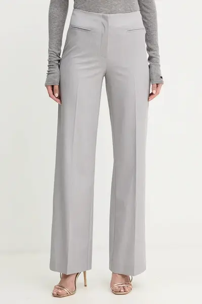 Kalhoty Patrizia Pepe dámské, šedá barva, široké, high waist, 2P1725 A498