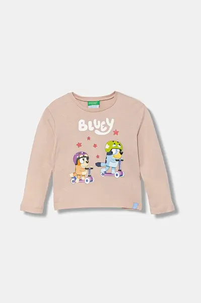 Dětské bavlněné tričko s dlouhým rukávem United Colors of Benetton