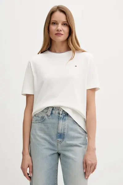 Tričko Tommy Hilfiger dámské, bílá barva, WW0WW47310