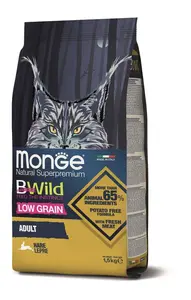 Monge BWild Low Grain Adult suché krmivo pre mačky - zajac 1,5 kg