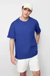Trendyol Blue Oversize/Wide Basic Cut 100% Cotton T-Shirt