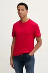 Bavlněné tričko Tommy Jeans pánské, červená barva, DM0DM22138