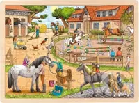 Jezdecká stáj (Dřevěné puzzle) - puzzle z kategorie Maxi dílky