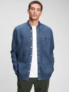 Modrá pánska rifľová košeľa denim shirt GAP