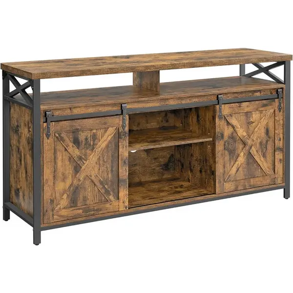 MID.YOU KOMODA POD TELEVIZI, černá, tmavě hnědá, 147/76/40 cm