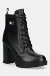 Kožené kotníkové boty Tommy Jeans TJW HEEL LACE UP BOOT