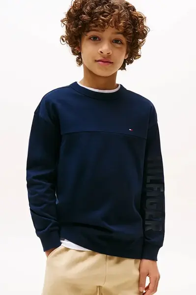 Detská bavlnená košeľa s dlhým rukávom Tommy Hilfiger