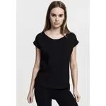 Women's long back T-shirt in the shape of Slub in black color