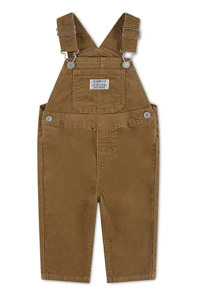 Detské bavlnené nohavice na traky Levi's CORDUROY OVERALL