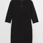 LC Waikiki Dámska posádka krk rovné šaty s dlhým rukávom