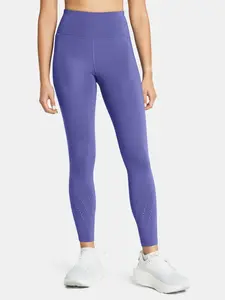 Fialové dámske legíny Under Armour Launch Elite Ankle Tights