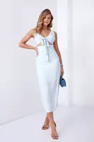 Summer dress with a tied neckline in light blue