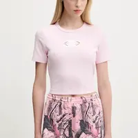 Tričko adidas Originals Cut Out Rib Tee dámske, ružová farba, KE3737