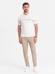 Ombre Men's classic cut pants in fine check - sand