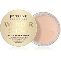 Eveline Cosmetics Wonder Show rozjasňující sypký pudr na obličej a tělo Maxi Glam 6 g