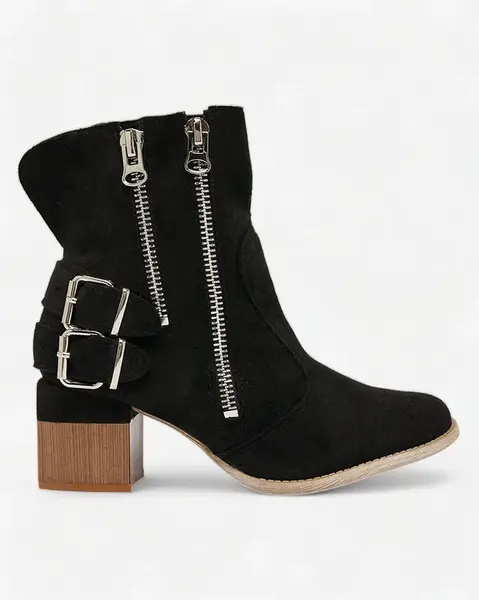 Resti Decorated heeled boots in black Zerta
