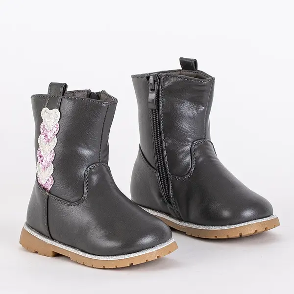 Resti Gray girls boots with a decorative upper Nokimi - Footwear