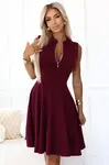 573-4 Exclusive dress with a flared bottom and a zipper - burgundy