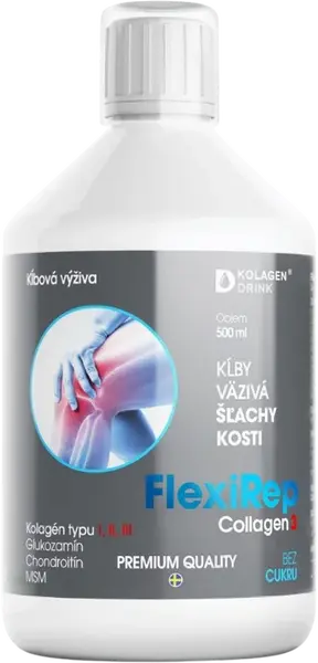 KOLAGENDRINK FlexiRep Kĺbová výživa typy kolagénu I, II, III kĺby, väzivá, šľachy, kosti 500 ml