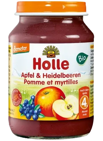 HOLLE bio detská desiata Jablko a čučoriedky 190 g