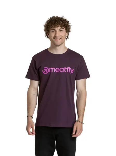 Meatfly pánské tričko MF Logo Blackberry | Červená | Velikost XXL | 100% bavlna