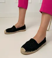 marka niezdefiniowana Black openwork platform espadrilles Plevis