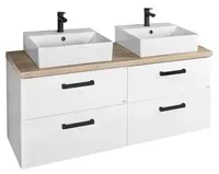 Aqualine Vega - Skrinka s umývadlami 125x54x45 cm, 4 zásuvky, biela/dub platin VG064-04