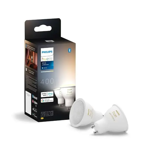 Philips Hue Smart žiarovky - LED žiarovka GU10, 4,2 W, stmievateľná, biele svetlo, 2 ks 929003666702