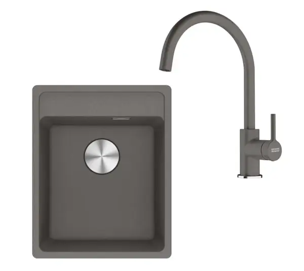 Franke Sety - Kuchynský set G273ŠK, fragranitový drez MRG 610-37 RTL a batéria FC 6018.084, sivý kameň 114.0700.785
