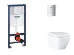 Grohe Rapid SL - Set predstenovej inštalácie, klozetu, dosky SoftClose a tlačidla Skate Cosmopolitan, Triple Vortex, matný chróm SANI11BB2117