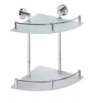 Sapho X-Round - Polička dvojitá rohová, sklo/chrom XR604