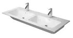 Duravit ME by Starck - Nábytkové dvojumyvadlo 130x49 cm, se 2 otvory pro baterie, s WonderGliss, matná bílá 23361332001
