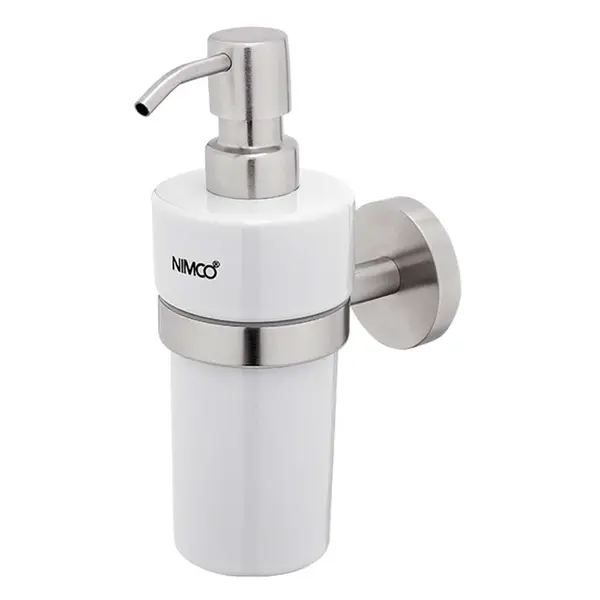 Nimco Unix - Dávkovač mýdla keramický s držákem, bílá/broušená nerez UNM 13031KNL-10